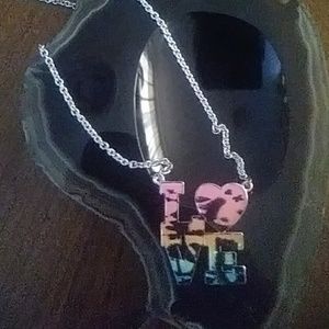 Vintage Love word has palms on chain